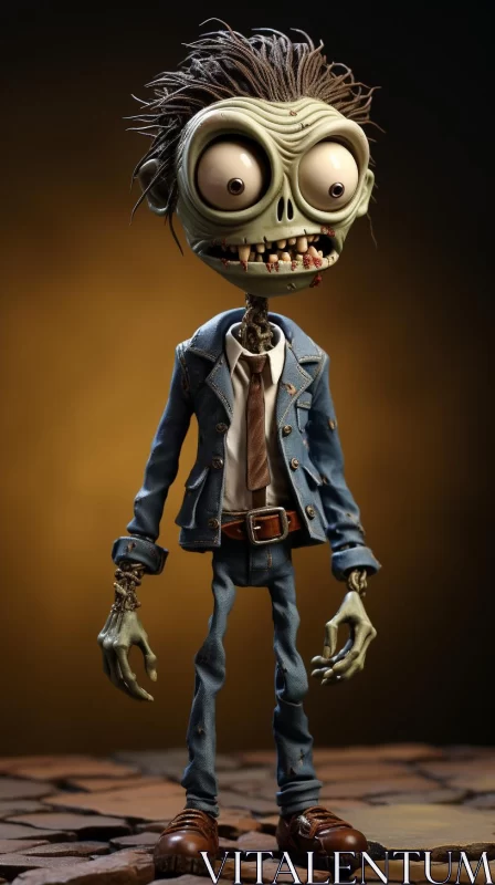 Steampunk Zombie in Suit: A Cartoonish Realism AI Image