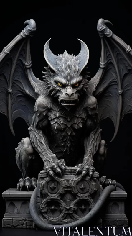 Black Gargoyle Statue - A Vision of Dark Fantasy AI Image