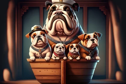 Bulldog Family Adventure: Nautical Surrealism in 2D Game Art