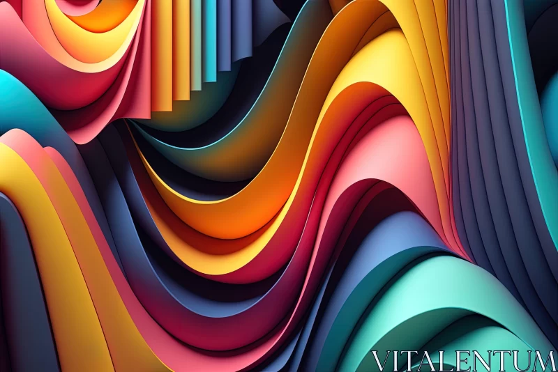 AI ART Colorful Abstract Curvilinear Paper Art Wallpaper