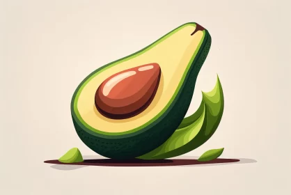 Colorful Cartoon-Style Avocado Illustration AI Image
