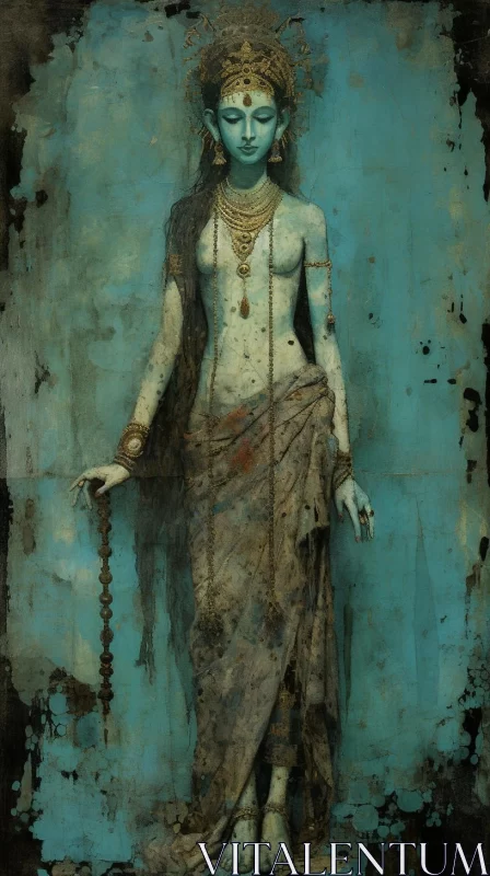 AI ART Gothic Grandeur: Lord with Beads in Bronze and Dark Cyan
