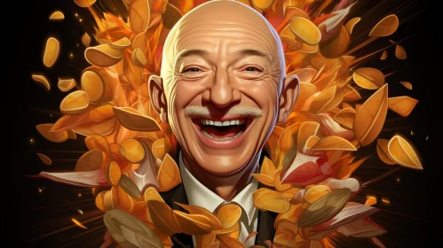 Abstract Portraiture of Jeff Bezos in Gold and Amber