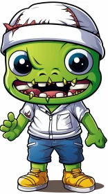 Charming Alien Zombie Cartoon - A Fusion of Frogcore and Dinocore AI Image