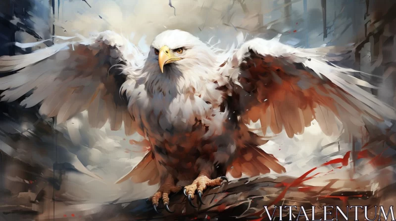 Expressive Eagle Artwork in White and Maroon AI Image