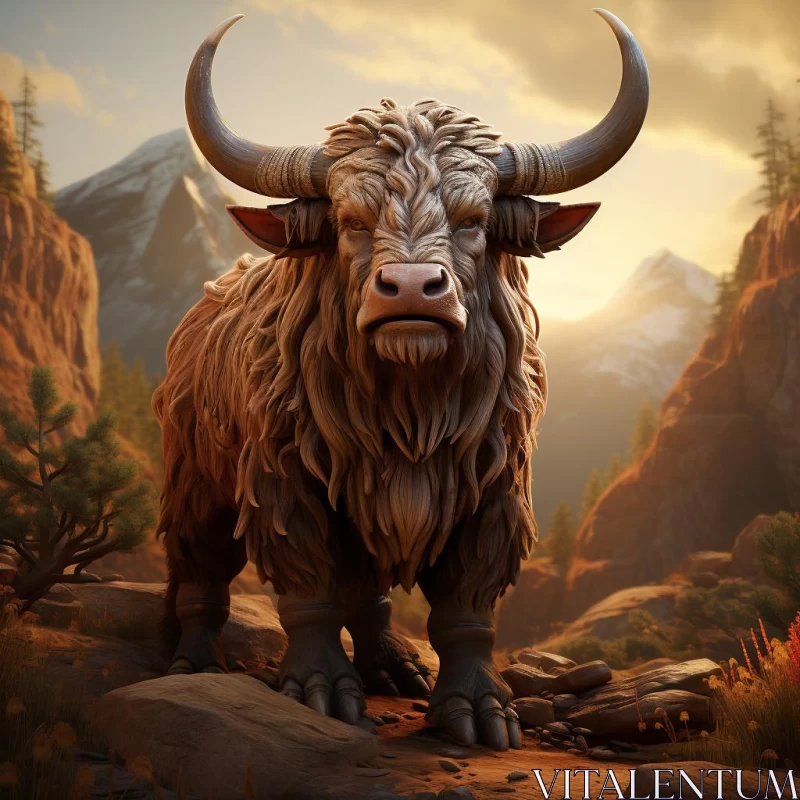 Gyathea's Story: An Adventure Themed Artwork with a Bull and Manticore AI Image