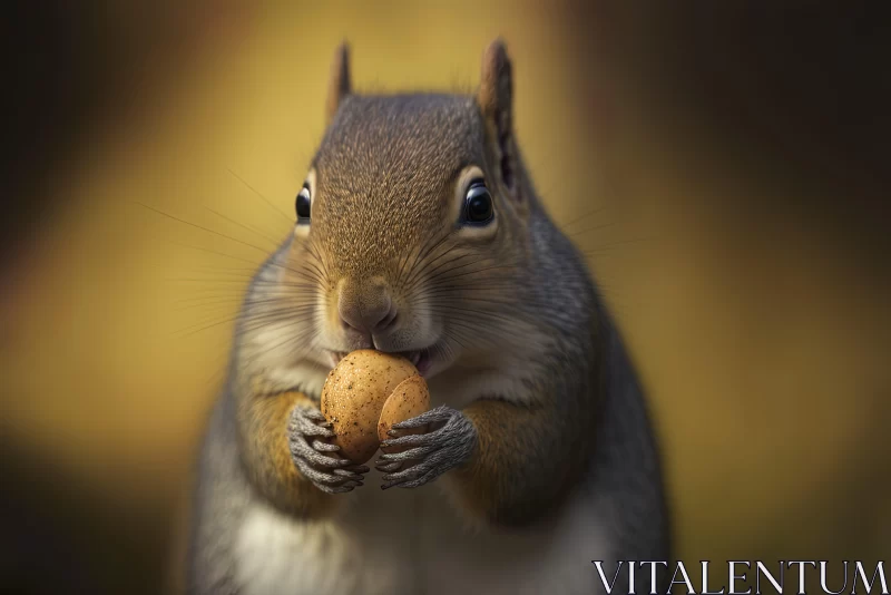AI ART Whimsical Squirrel Engrossed in Nut - Cute and Dreamy