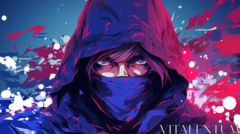 Anime Ninja in Noir Comic Art Style AI Image