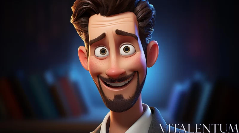 AI ART Bearded Cartoon Character in Suit - Playful and Detailed