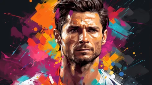Colorful Soccer Player Artistic Portrait