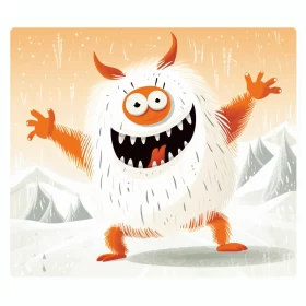 Joyful Snow Monster: A Playful Illustration AI Image