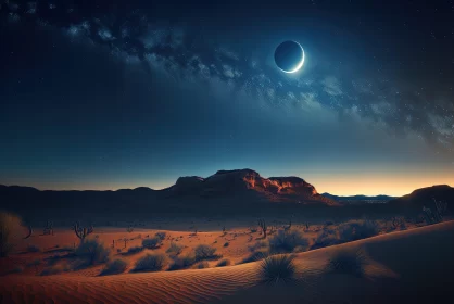 Moonlit Desert: A Fantasy Landscape AI Image