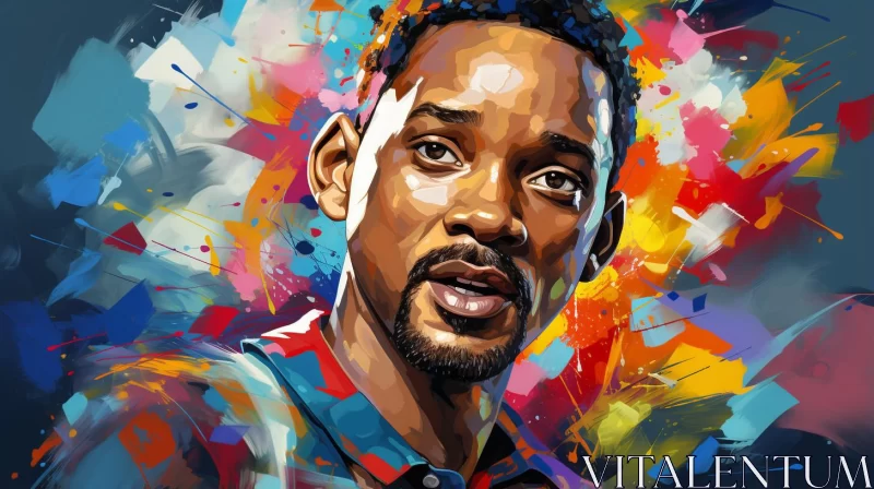 Will Smith - A Colorful Digital Neo-Expressionism Portrait AI Image