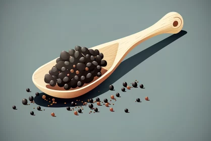 Artistic Illustrations of Spices and Caviar