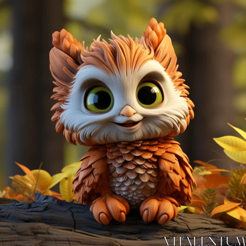 Autumnal Cartoon Owl Illustration AI Image