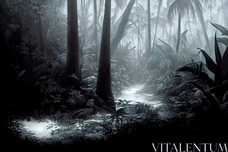 Enigmatic Tropics: A Journey Through the Dark Jungle AI Image