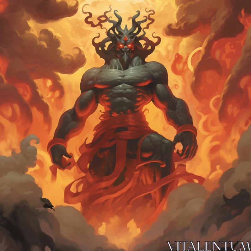 AI ART Evil Demon Unleashing Fiery Power