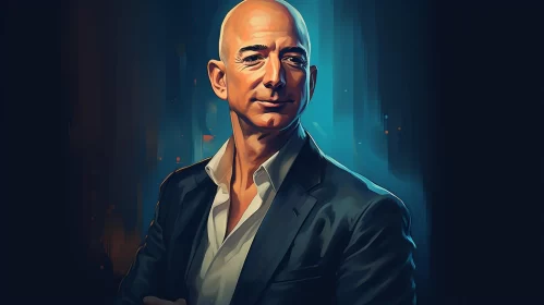 Jeff Bezos Portrait: Amazon Founder in Chiaroscuro Style