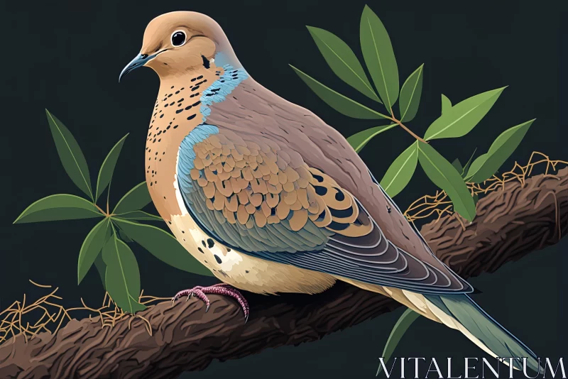 Realistic Detailed Bird Illustration in Azure and Beige AI Image