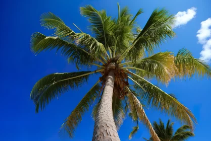Tall Palm Tree Against Blue Sky - Nature Inspired Imagery
