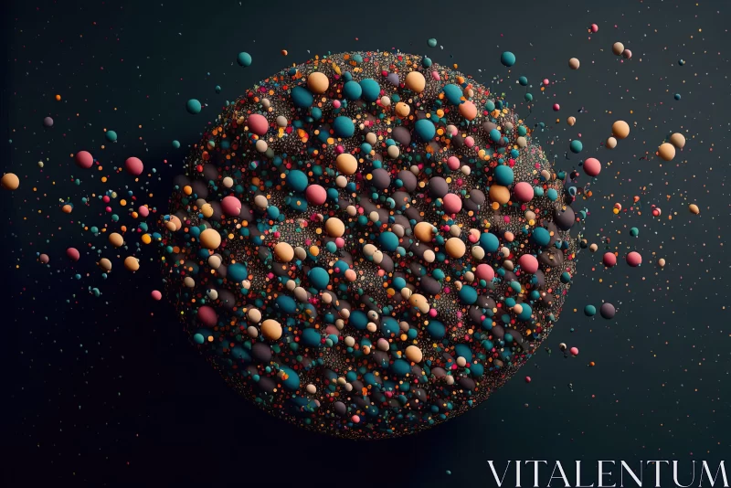 Abstract Aerial View of Colorful Spherical Sculptures AI Image