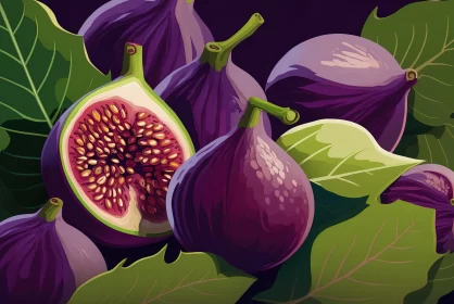 Richly Detailed Still Life Illustration of Figs AI Image