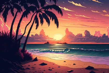 Rocky Beach with Sky-Blue Waves: A Photorealistic Fantasy AI Image