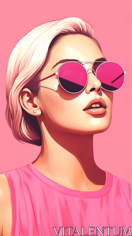 Artistic Neo-Pop Digital Portrait of Girl in Pink AI Image
