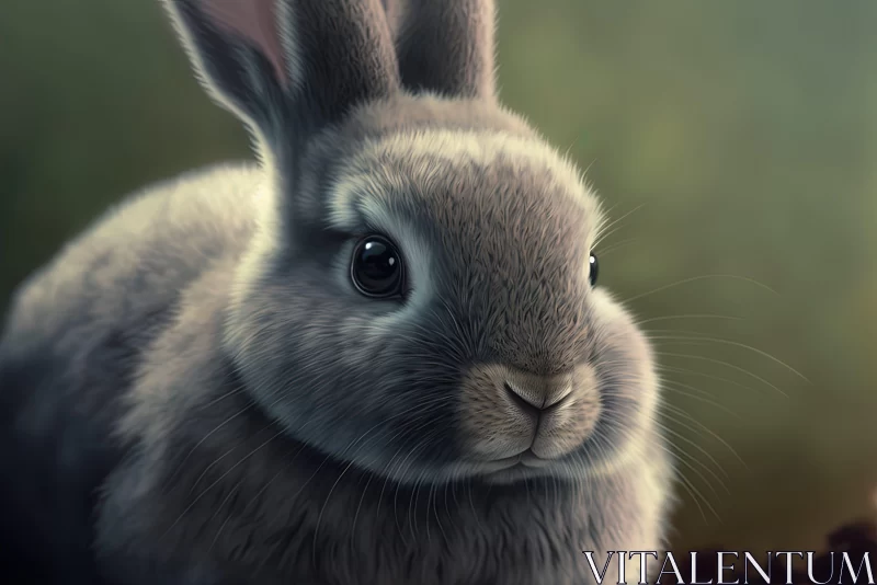 Charming Grey Rabbit, Depth of Field Realistic Portrayal AI Image
