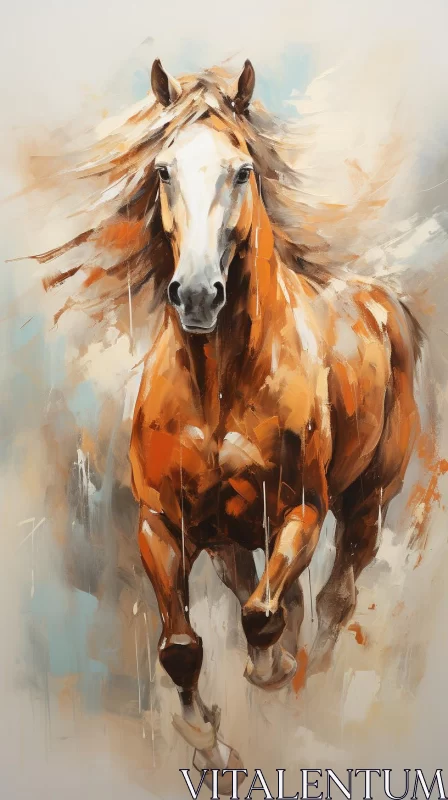 Elegant Horse Painting in Prairiecore Style AI Image