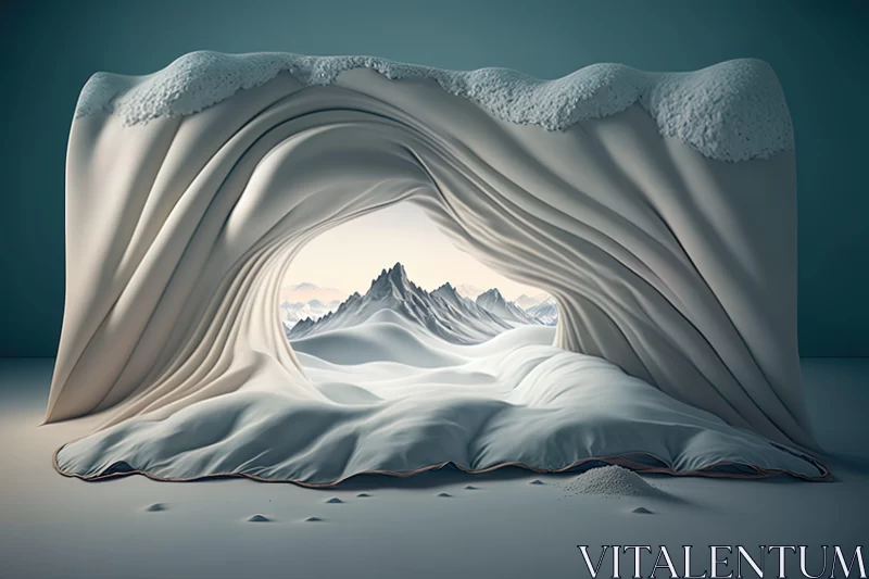 Snowy 3D Landscape: Whimsical Wilderness and Eroded Interiors AI Image