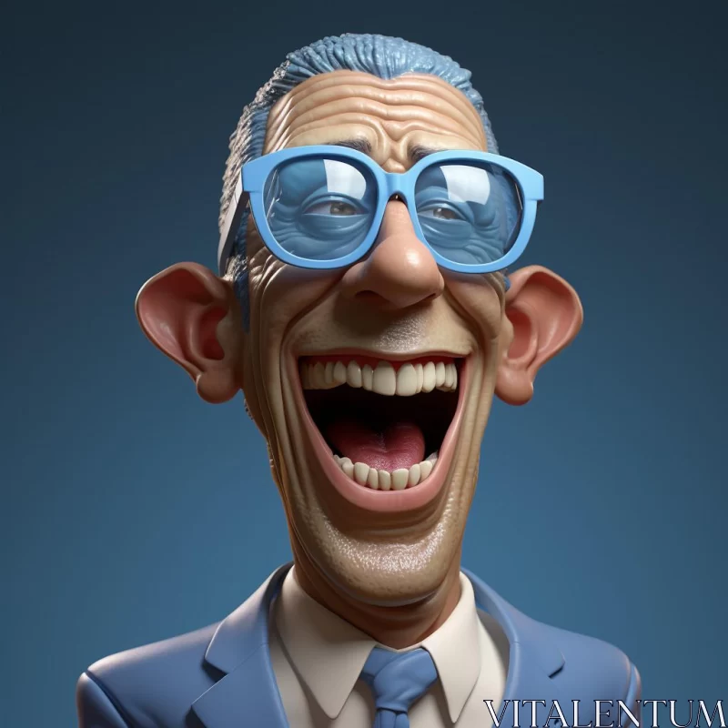 3D Cartoon Character with Blue Glasses - A Study of Hyper-realistic Sculpture AI Image