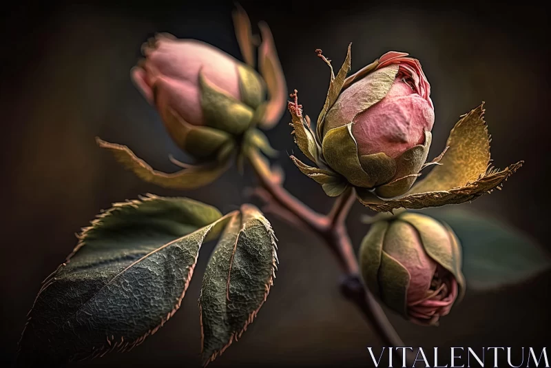 Renaissance Inspired Rose Bud - A Painterly Still Life AI Image