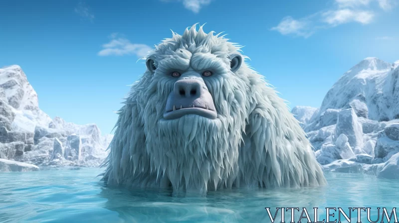 AI ART Angry Snow Gorilla in Blue Water – A Himalayan Art Inspiration