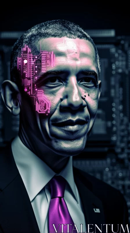 AI ART Cyberpunk Futurism: A Techno Shamanistic Portrait of Obama