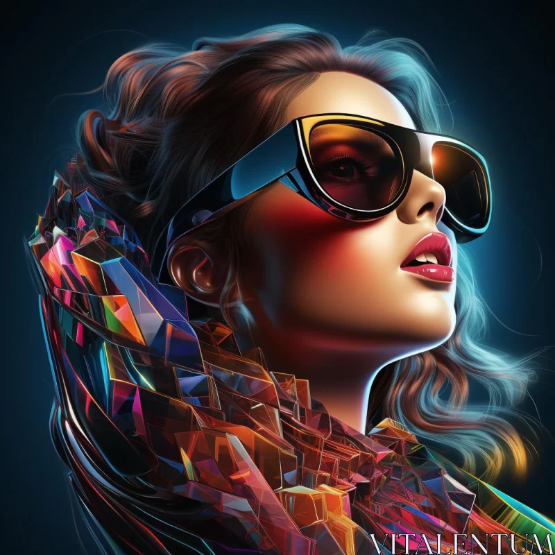 Futuristic Abstract Woman Illustration in Vibrant Colors AI Image