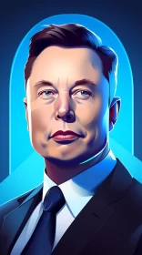 Colorful Caricature of Elon Musk: A Wealthy Portraiture AI Image
