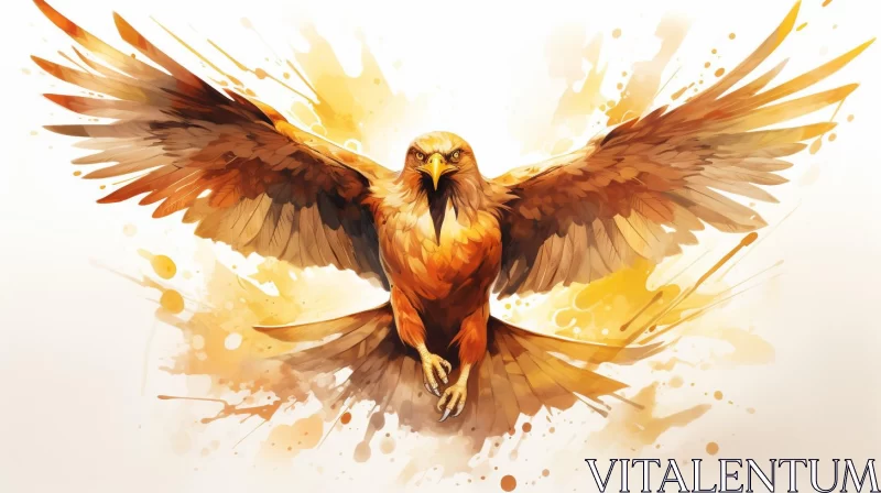 Colorful Orange Eagle in Flight - An Artistic Vision AI Image