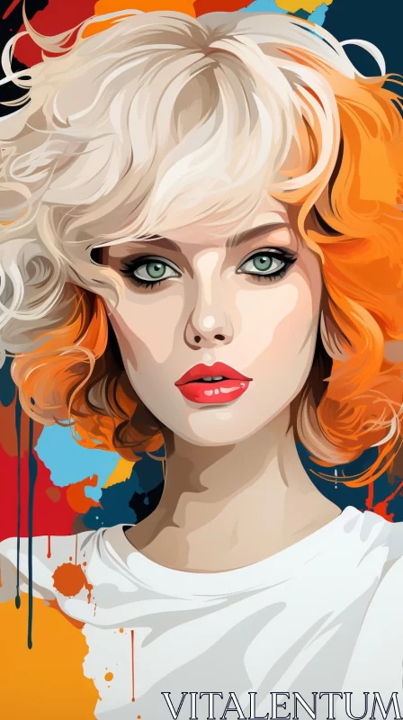 Colorful Portrayal of Woman in Modernist Pop Art Style AI Image