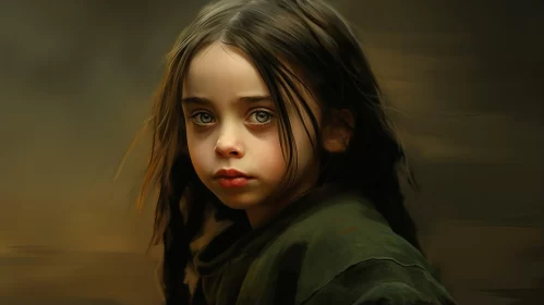 Expressive Portrait of a Young Girl - Childhood Arcadias AI Image