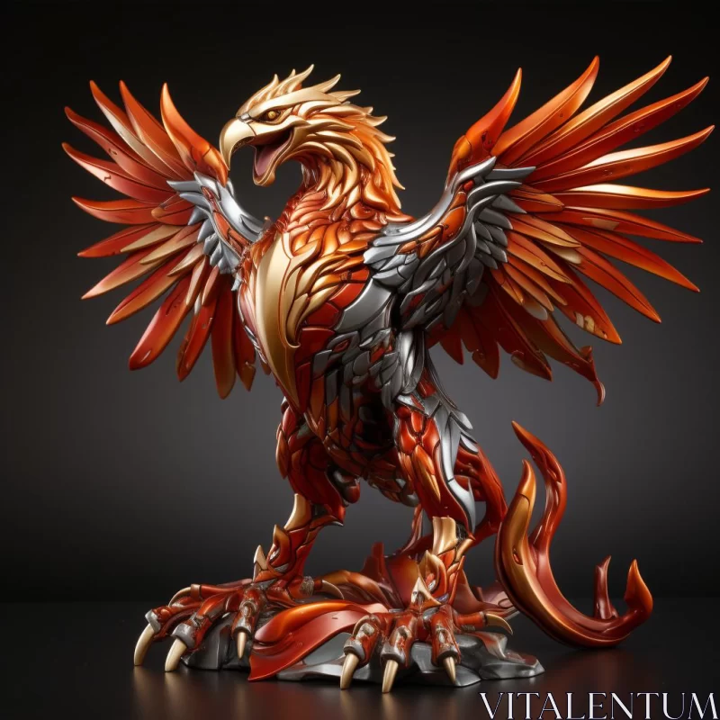 Flaming Phoenix Statue in Futuristic Fantasy Style AI Image
