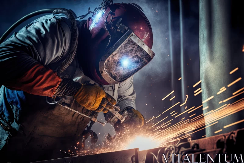 Industrial Artistry - A Photorealistic Portrayal of Welding AI Image