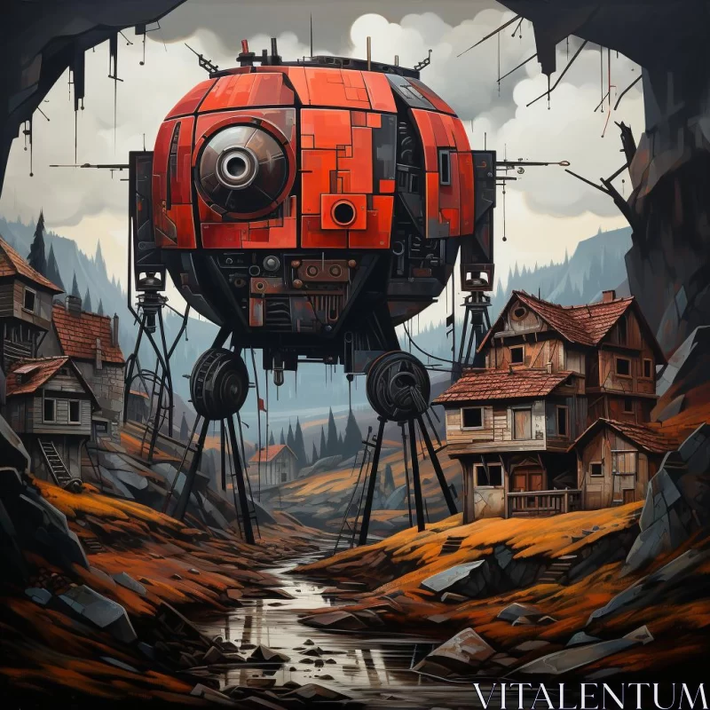 Iron Giant: A Surreal Intersection of Dieselpunk and Cabincore AI Image