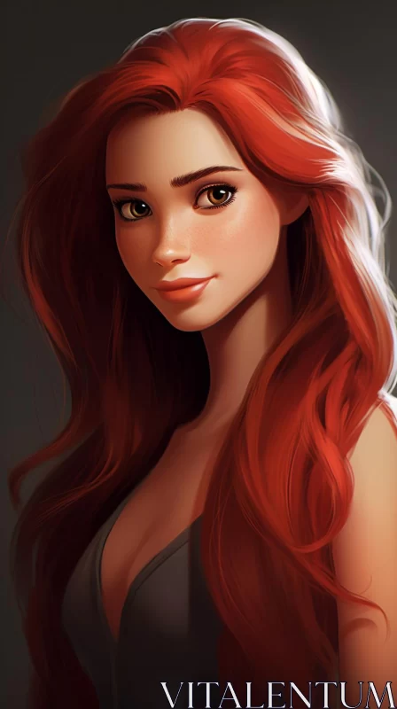 Red-Haired Animated Character in a Realistic Cartoonish Style AI Image