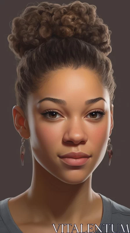 Stunning Portrait of a Black Woman in Realistic Rendering AI Image