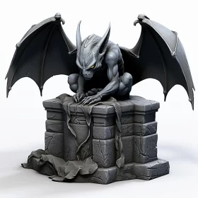 Cartoonish Gargoyle Statue in Devilcore Style AI Image
