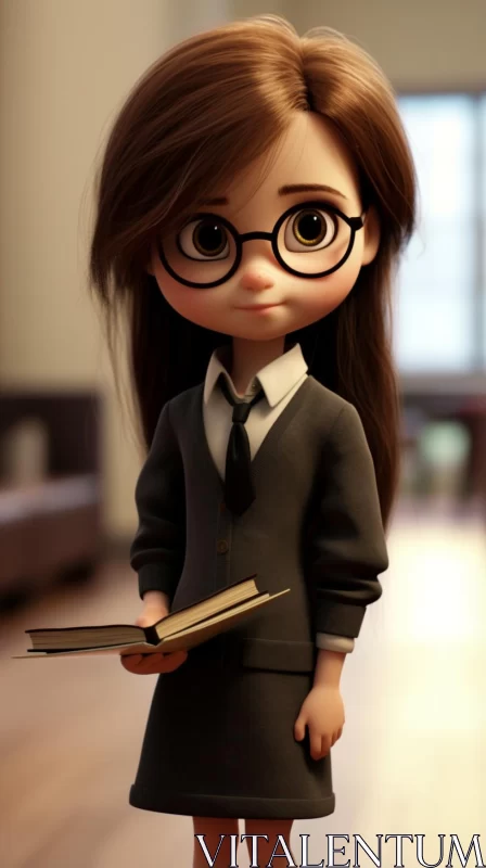 Charming Academic Girl - A Plush Doll Art Inspired Character AI Image
