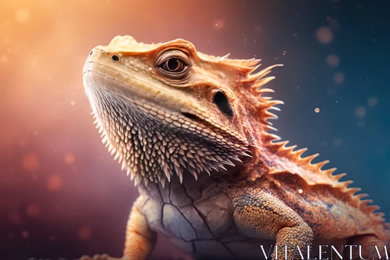 Bearded Lizard Illuminated: A Study in Hyper-Realism AI Image
