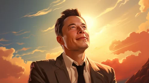 Elon Musk Movie Poster: A Dreamy Realism Illustration AI Image