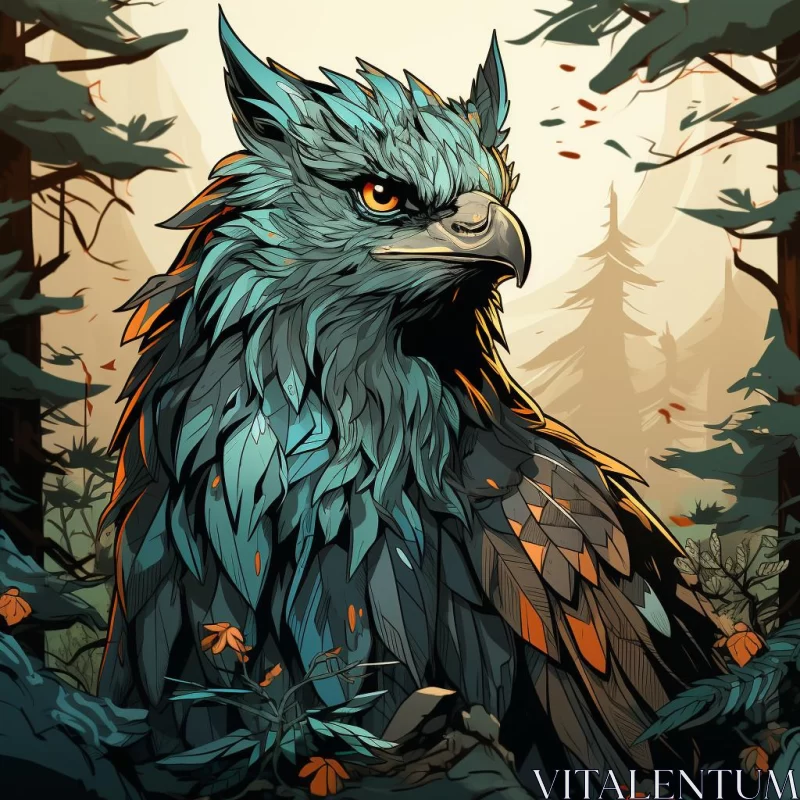 Majestic Eagle in Forest - A Detailed 2D Game Art Illustration AI Image